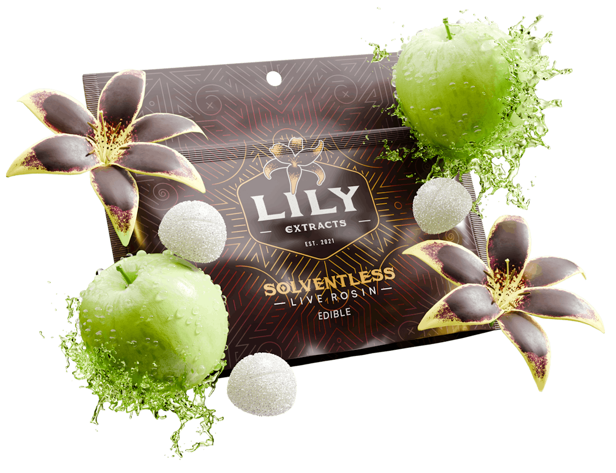Photo of Lily Extracts | Sour Apple 4 Daze | Live Rosin Pectin Chews | 100mg