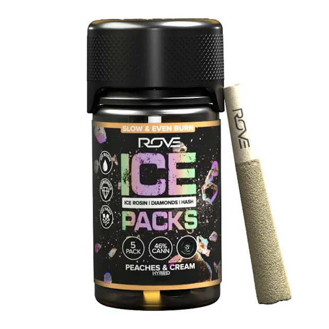 Rove Ice Packs Infused Pre-Roll Pack Peaches & Cream 5pk/3g (hybrid)