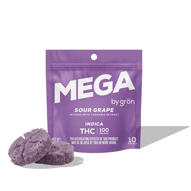 Grön Mega Pearl Sour Grape 100mg (indica, gummies, 2.8g)