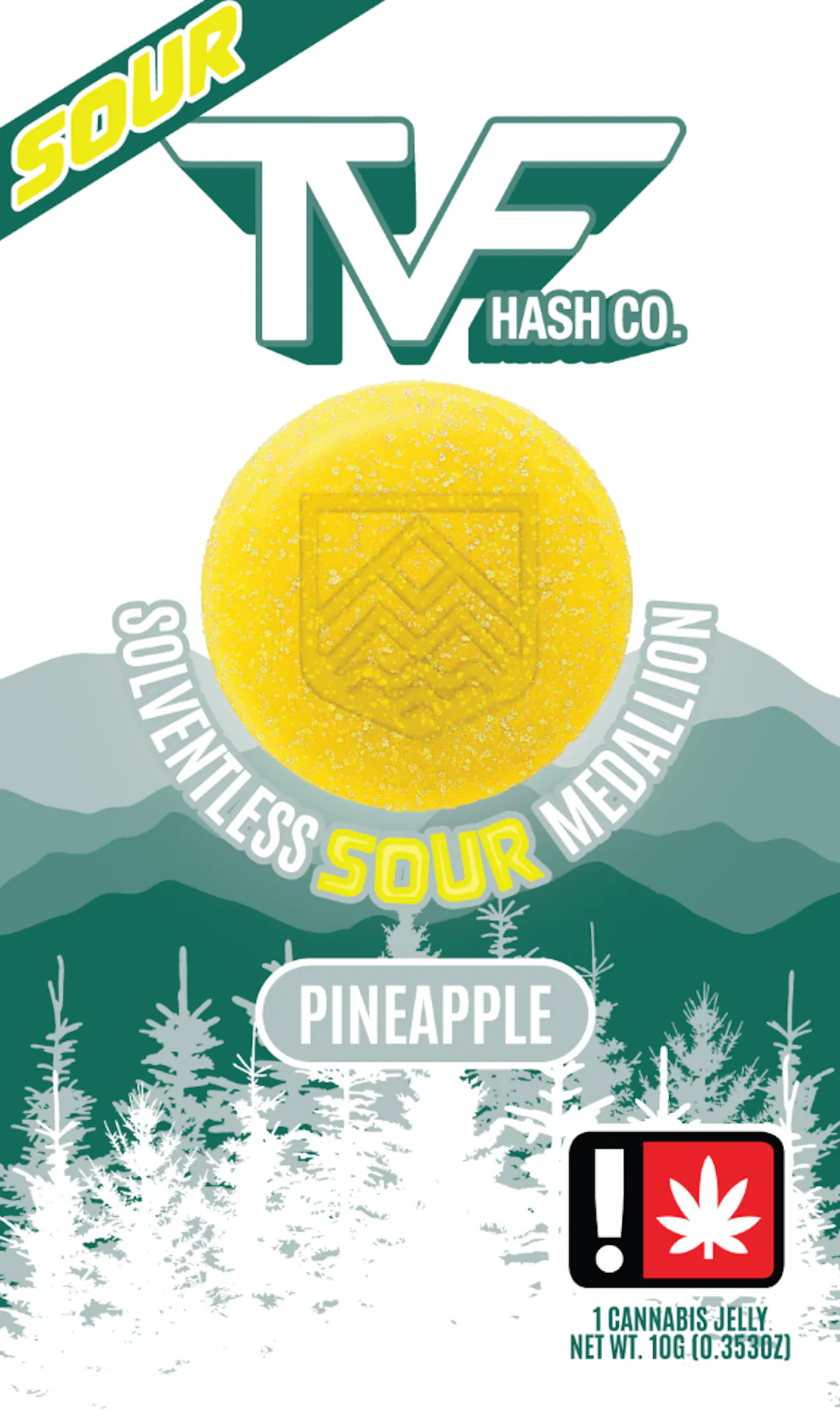 TVF Hash Co. 100mg SOUR PINEAPPLE Solventless Medallion Single Jelly ...