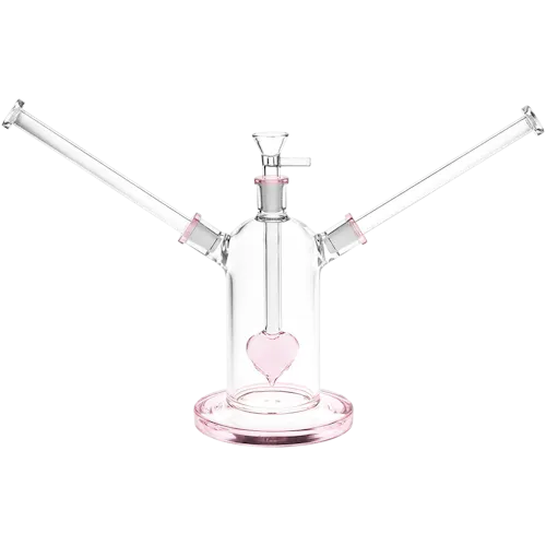Date Night Heart Perc Dual Neck Glass Water Pipe | 7′ | 14mm F-active