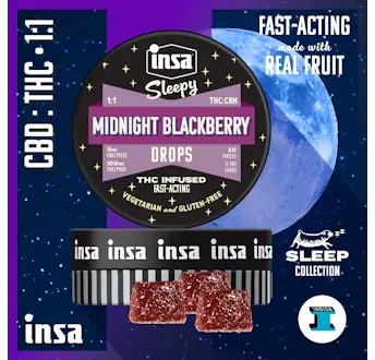 Midnight Blackberry | 1:1 THC:CBN Gummies | 20pk at Solar Cannabis