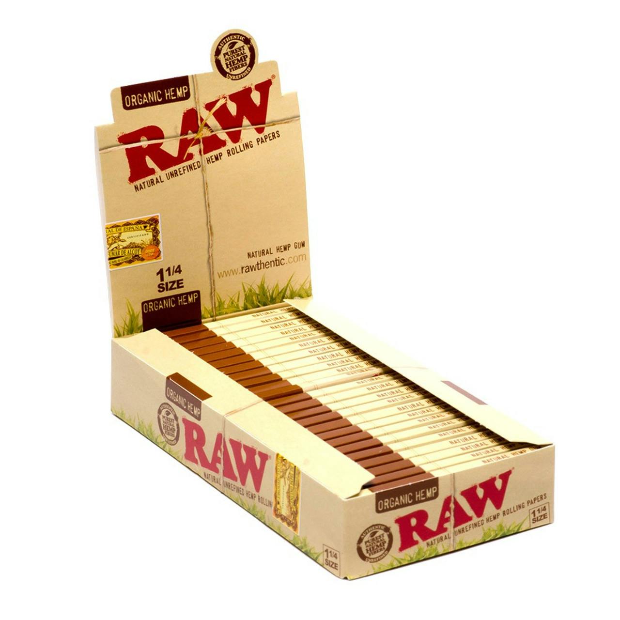 RAW | Organic Hemp Papers | 1 1/4 Size - | 50 leaves per Pack