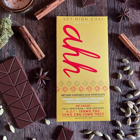 Sky High Chai 4:2:1 (THC:CBG:THCV) | Dark Chocolate Bar | 100mg • Green ...