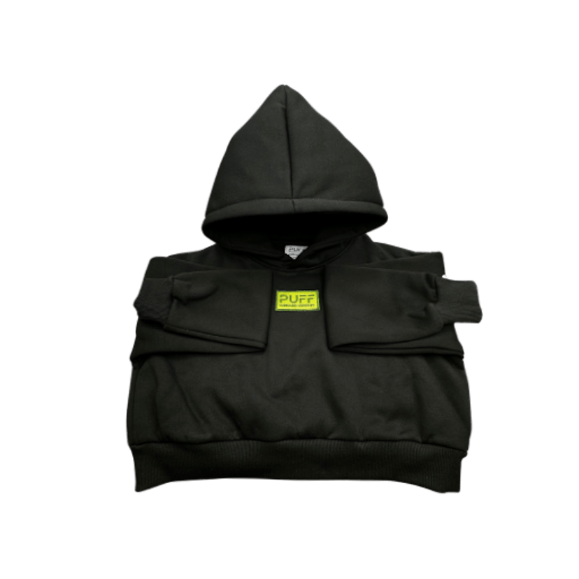 Black Cropped Hoodie - M