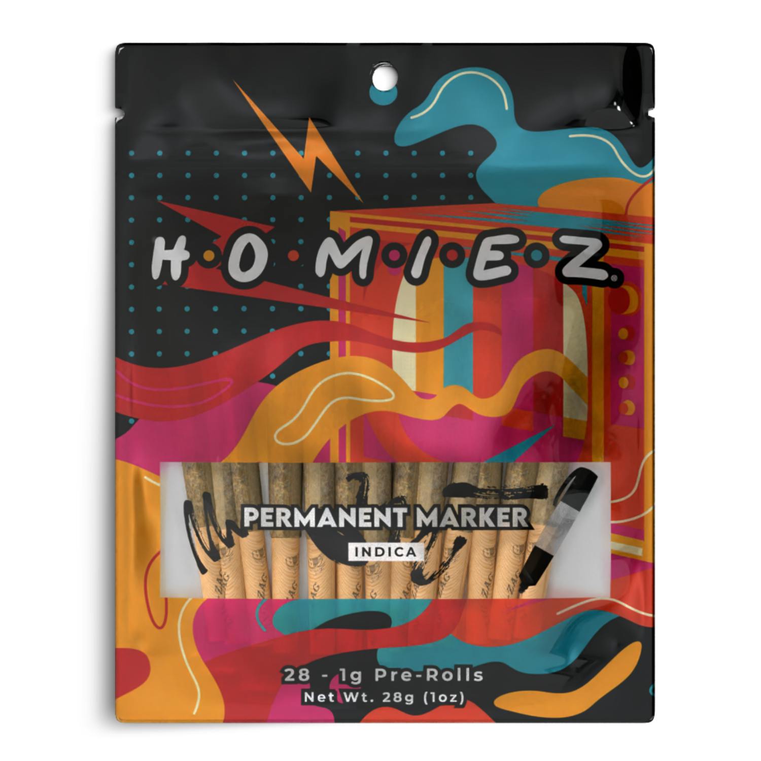 Homiez - 28pk 1g Prerolls - - Indica - **PERMANENT MARKER**