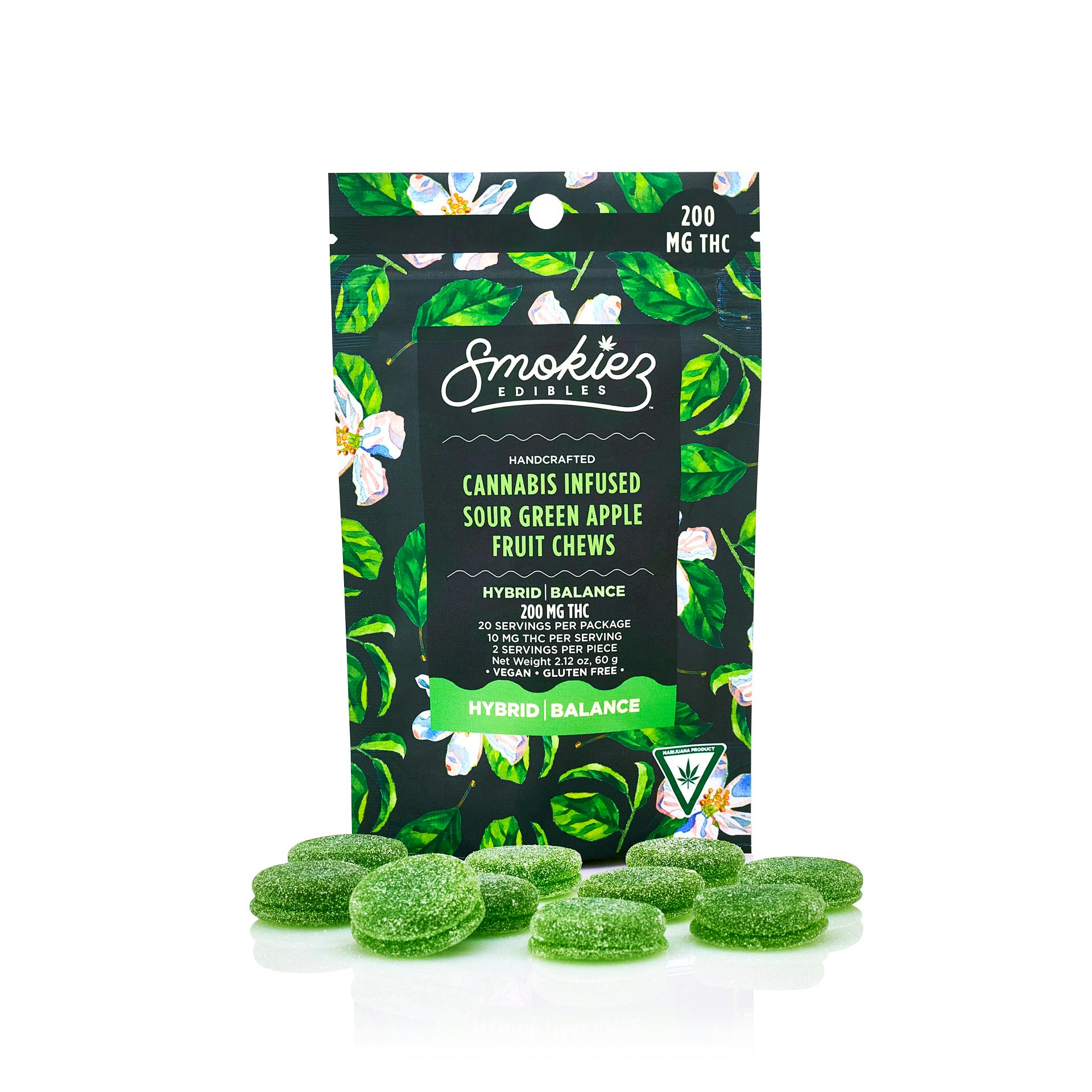 Sour Green Apple Hybrid 200mg THC Fruit Chews