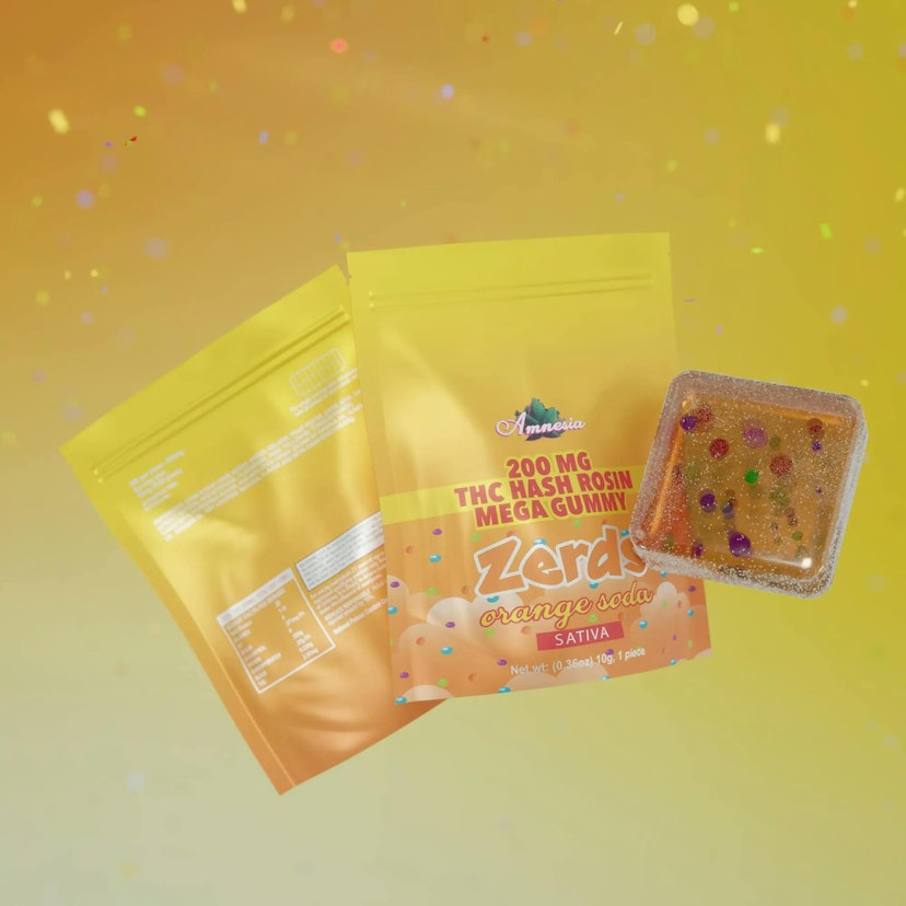 Amnesia 200mg 1pk Hash Rosin Zerds Gummies Orange Soda