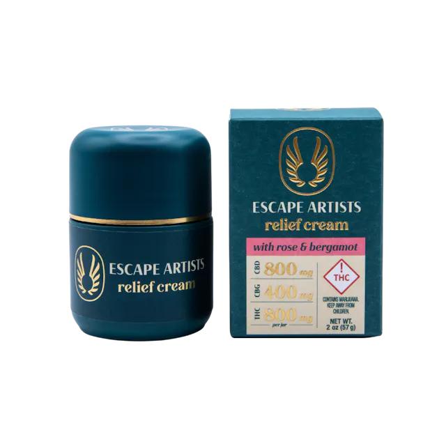 Escape Artists Relief Cream Rose & Bergamot 2 CBD : 1 CBG : 2 CBD 800mg (hybrid, lotions, 22.4g)