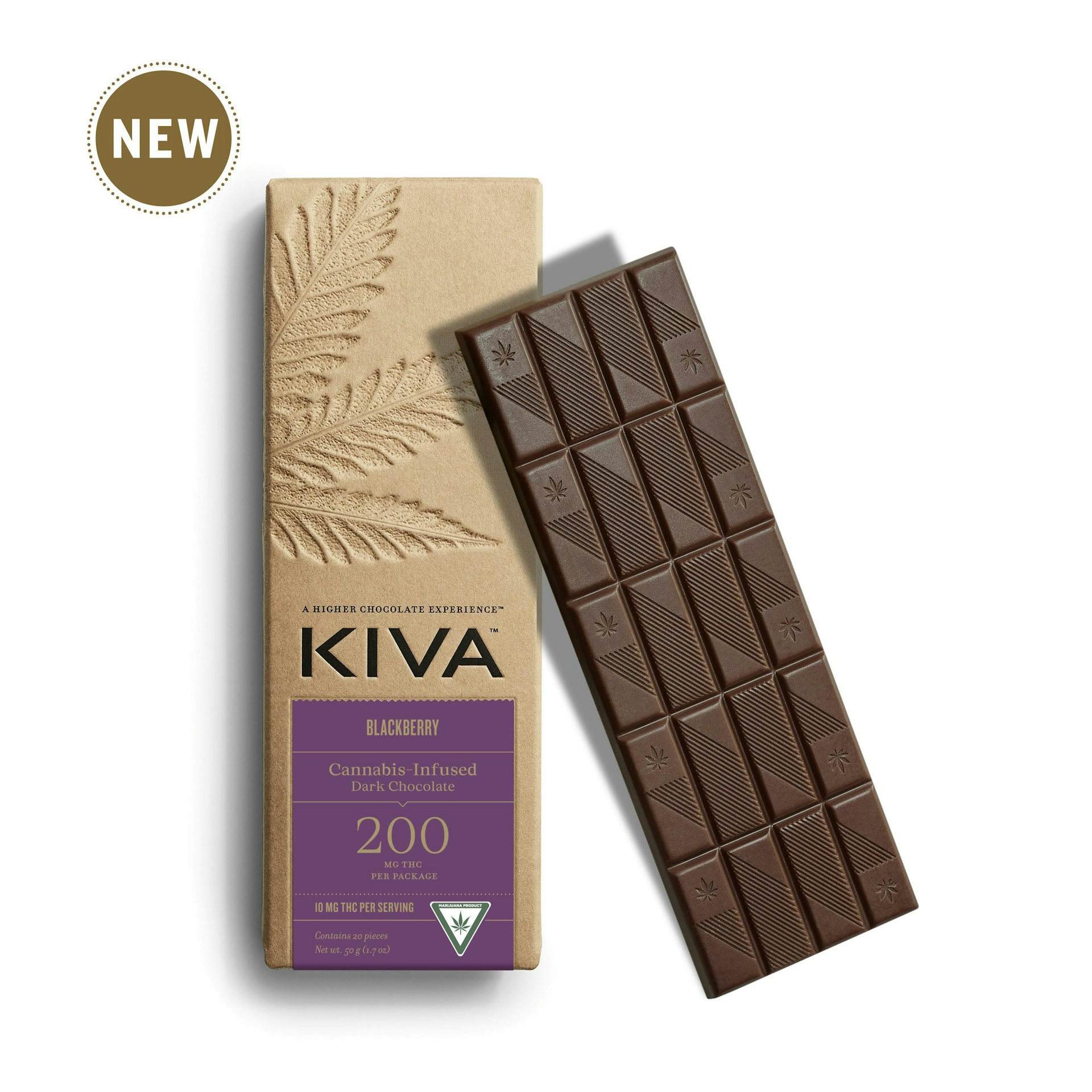 Kiva - Blackberry Dark Chocolate 200mg Bar