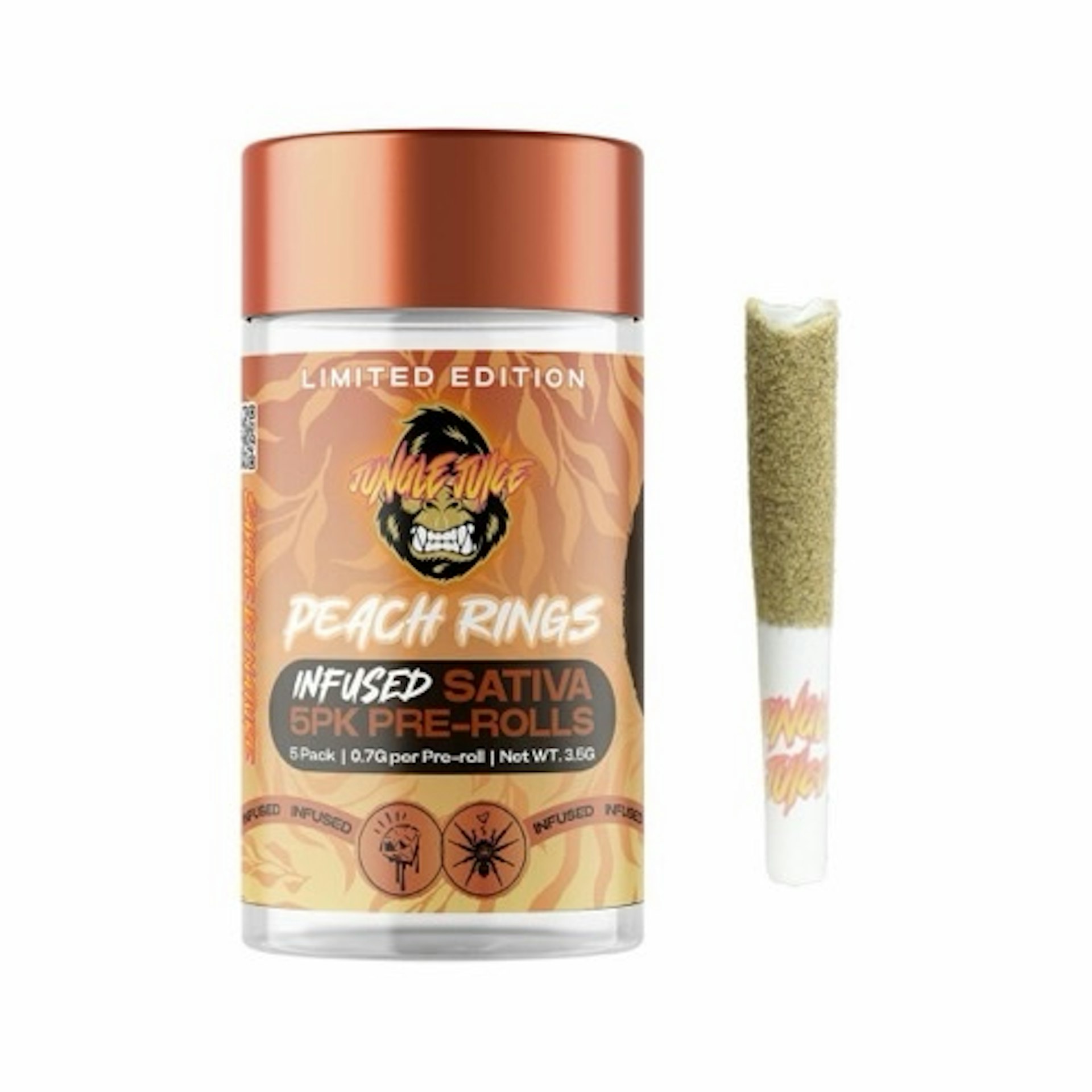 Jungle Juice - Peach Rings 5pk Infused Pre-Rolls