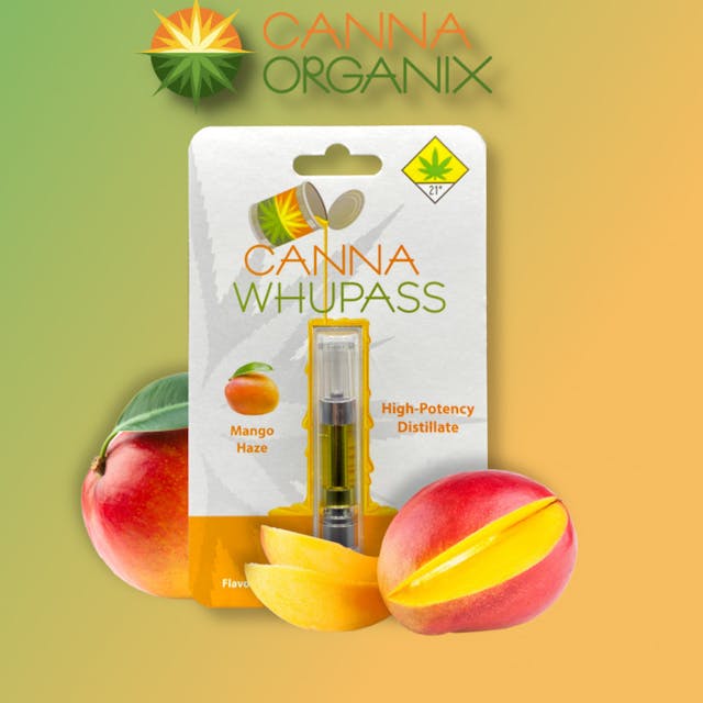 Mango Haze (Super Silver Haze) Consisting of nearly 100% THC cannabinoids, plant-derived terpenes infuse our distillate with strain-specific cannabis terpene profiles. Our vape cartridges are the debut product in the Canna Whupass line-up. Produced in our molecular still, we combine distillate with flavors from Cannaroma to make cartridges of known purity with superior quality and flavors. Utilizing only food-grade compounds of known purity to make all flavors, the cannabis terpene profiles and flavor constituents from other botancials layer together with potent cannabinoids to create the phenomenon known as the "entourage effect". Entourage effects occur when cannabinoids and terpenes work synergistically in the body to produce a different biological response than cannabinoids would alone. While tetrahydrocannabinol (THC) is typically considered the primary active component of cannabis, other cannabinoids, like cannabidiol (CBD) and terpenes, can also modulate and fine-tune the effects of THC.