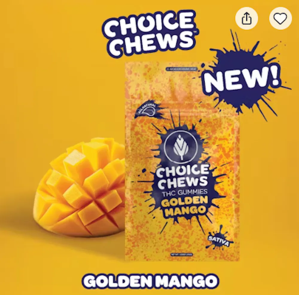 Product Choice Chews | Golden Mango | Gummies | 100mg (Sativa)