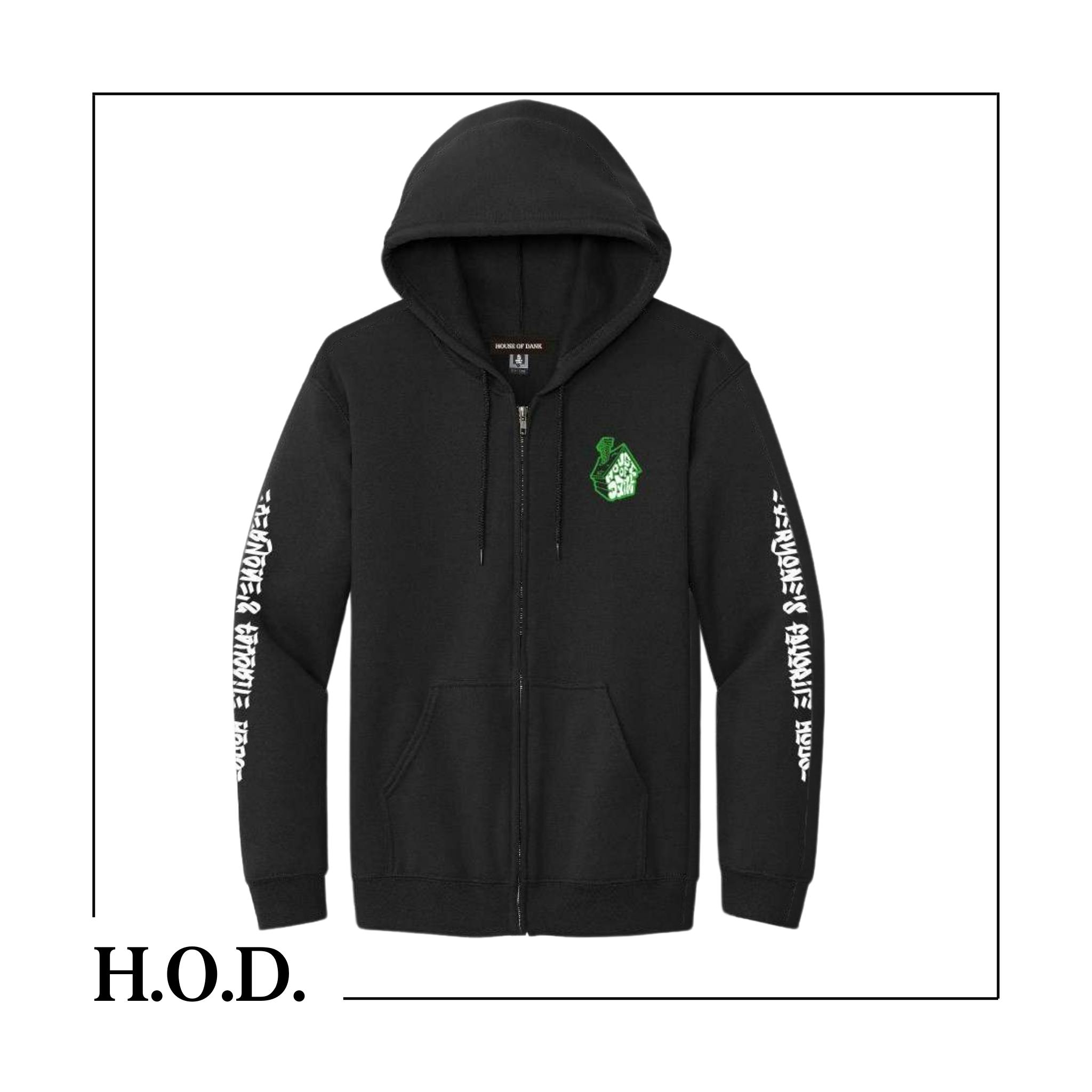 H.O.D. OG House Black Graffiti Zip-Up Hoodie XL | House of Dank
