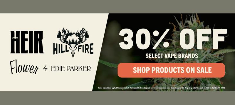 30% OFF SELECT VAPE BRANDS SALE