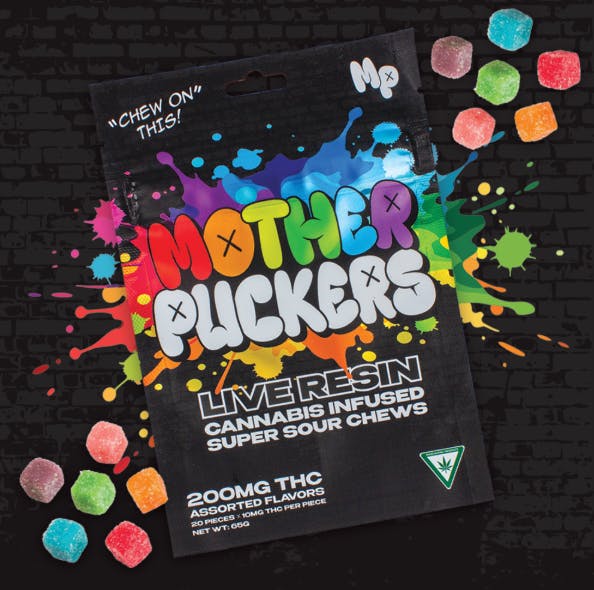 Product: Super Sour Chews | 10mg x 20pk | Live Resin Infused | Mother Puckers