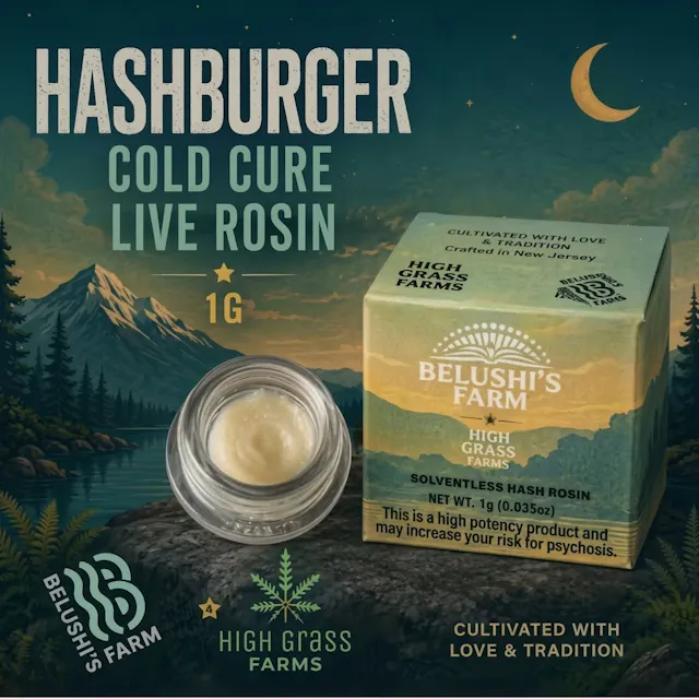 Belushi's Farm Cold Cured Live Hash Rosin HashBurger 1g (indica hybrid, live rosin)