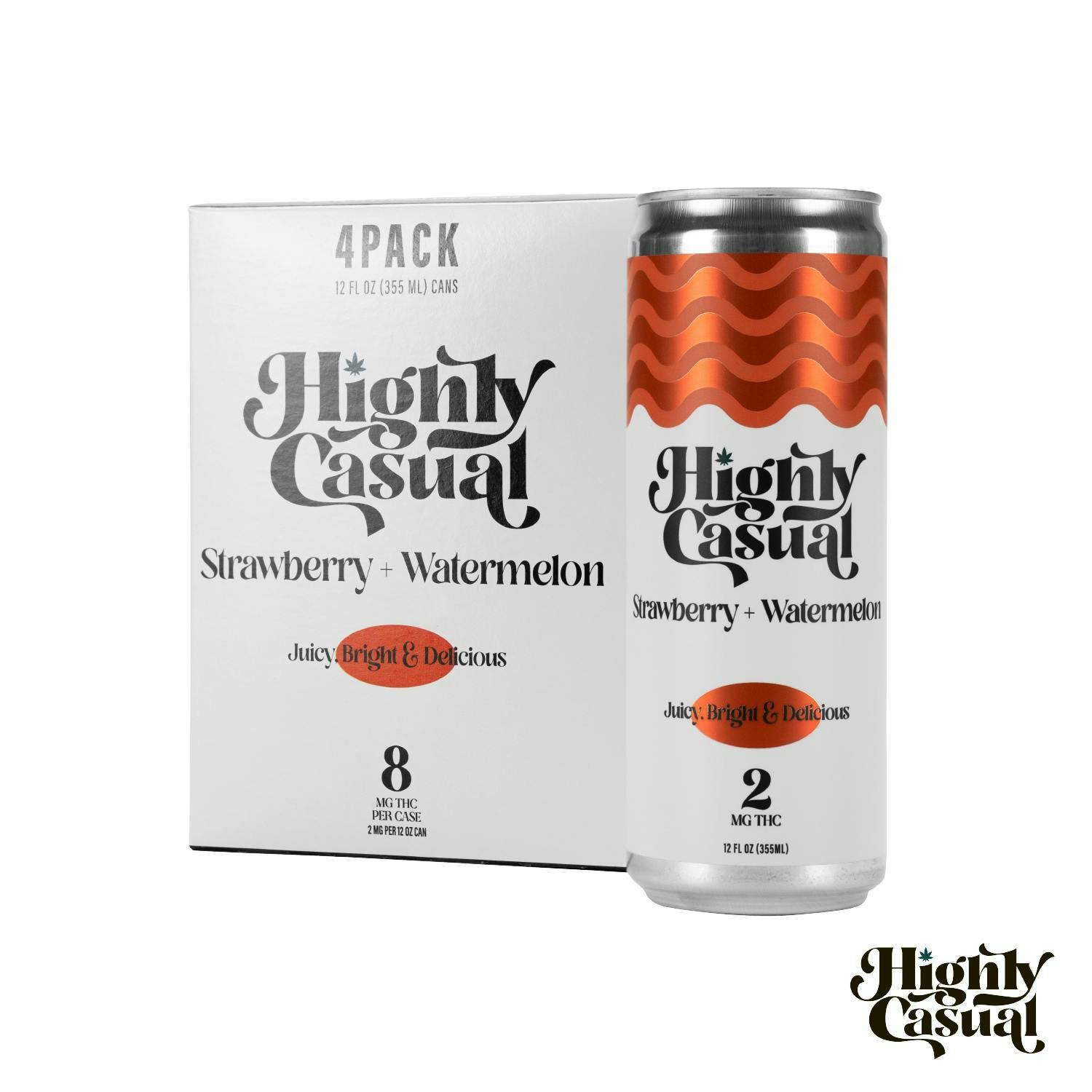 HIGHLY CASUAL | STRAWBERRY + WATERMELON | SELTZER | 4PK | 8MG