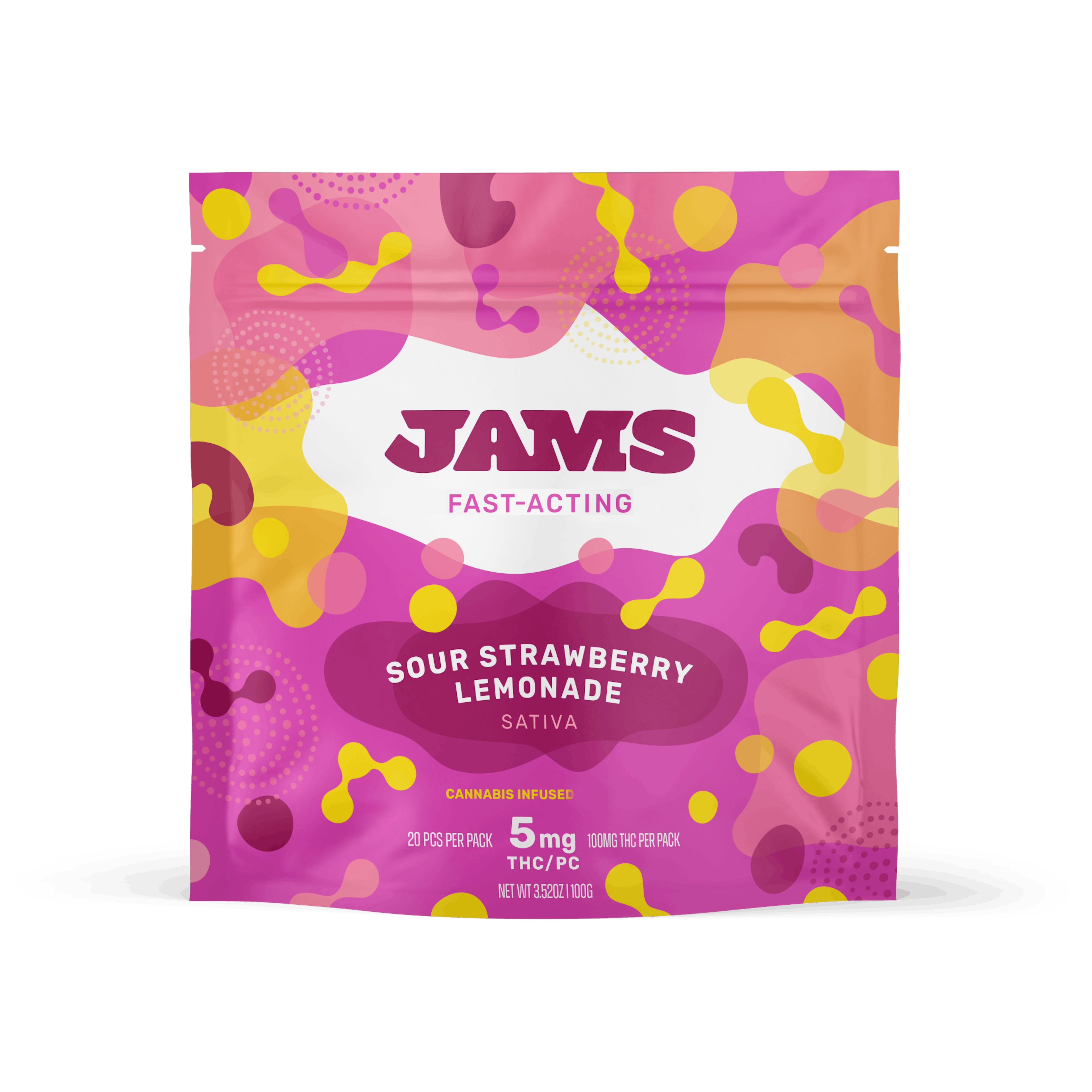 JAMS Sour Strawberry Lemonade Fast Acting Chews [5mg] 20pk | 100mg