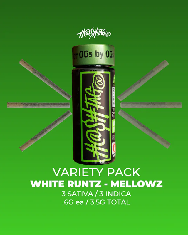 Hashtag OG Variety Pre-Roll Pack 3 Sativa/3 Indica White Runtz & Mellowz 6pk/3.5g (packs)