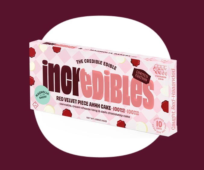 Edibles | Incredibles | Cream Cheese Tang & Dark Chocolatey Cake | Red Velvet Piece Ahhh Cake | 10 pcs | 100mg
