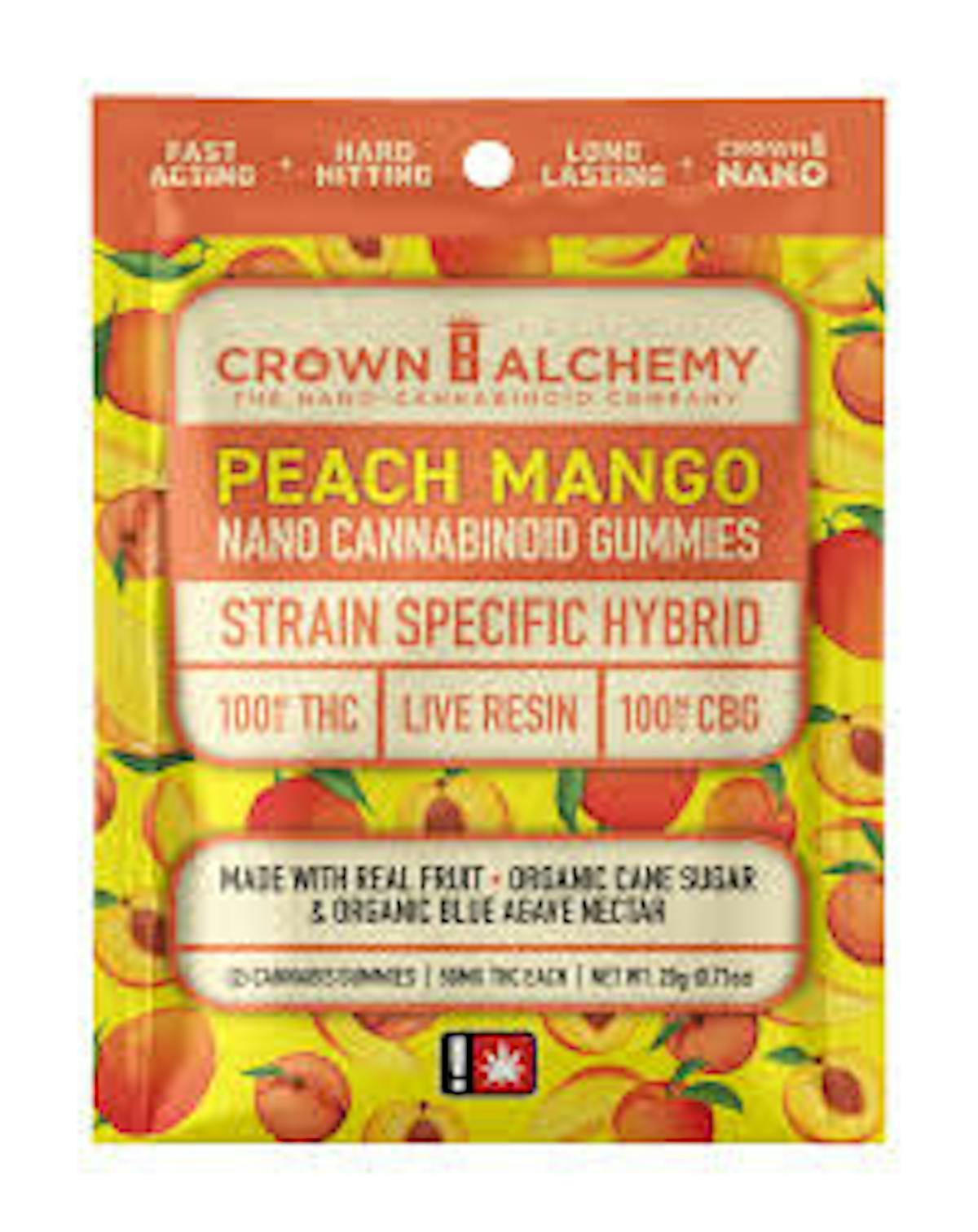 Photo of Peach Mango 1:1 THC/CBG 2pc 100mg Live Resin Gummy Crown B Alchemy