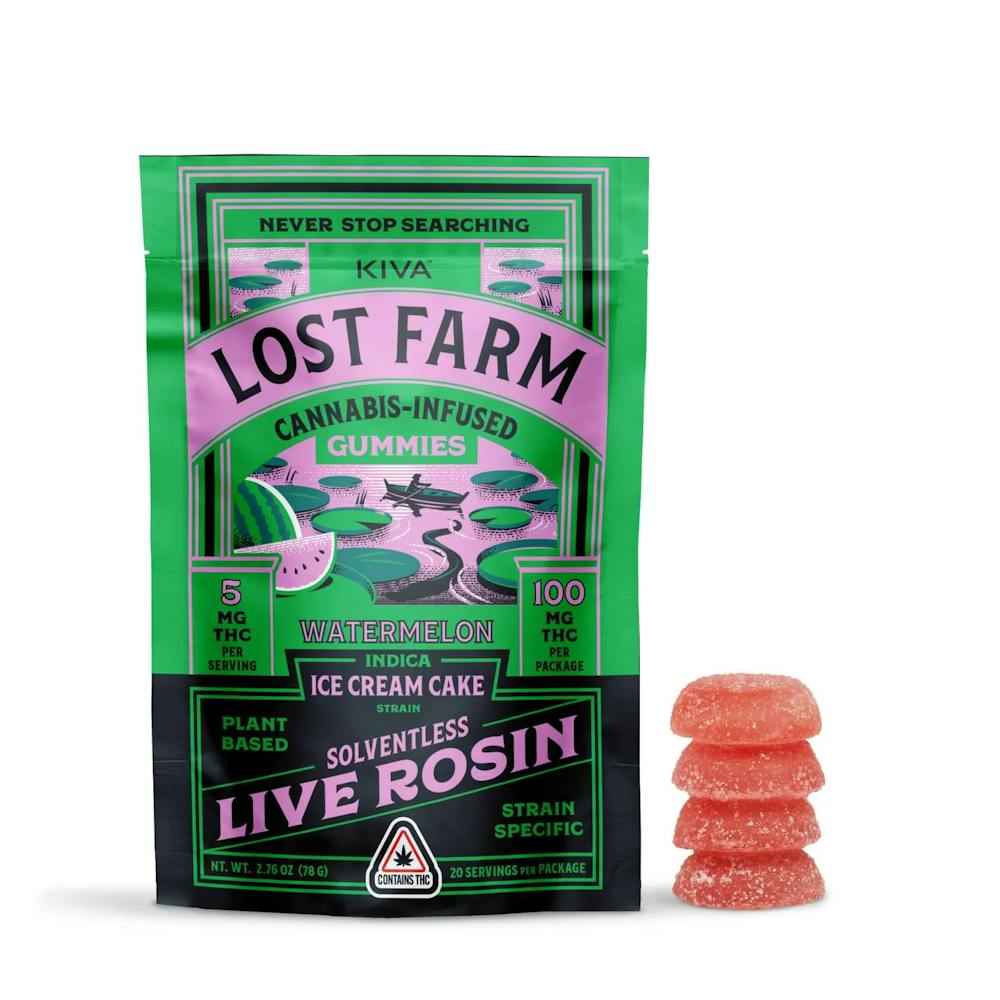 Product KIVA Lost Farm - Ice Cream Cake x Watermelon (20PK)  - Gummies - 100MG