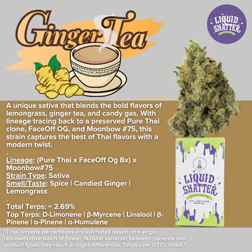 Ginger Tea (S) – 1g Liquid Shatter Vape Cart-active