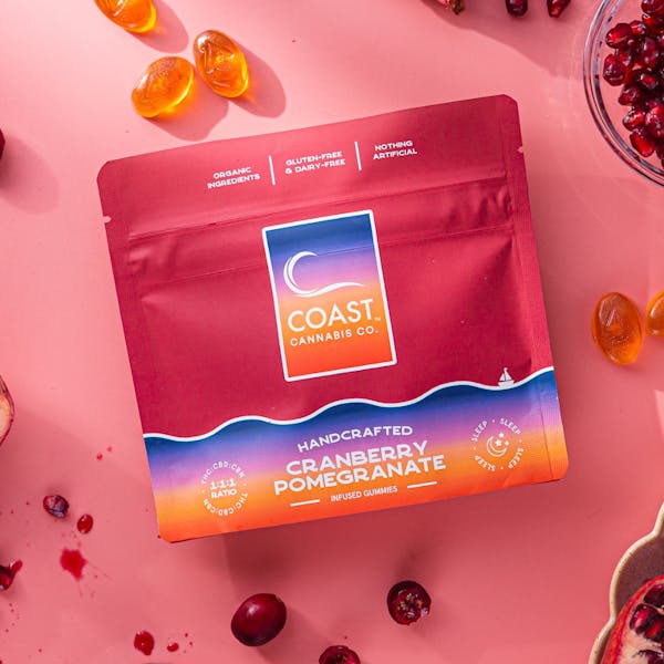 Cranberry Pomegranate Gummies 1:1:1 (THC:CBD:CBN) 100MG - Coast Cannabis