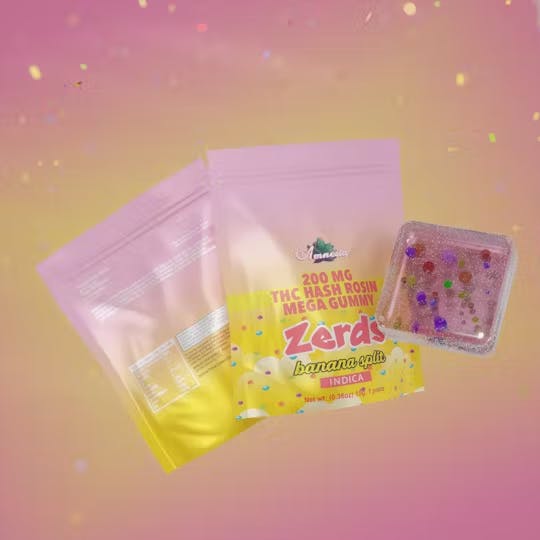 Product: AMNESIA | ZERDS BANANA SPLIT | HASH ROSIN GUMMIES | 1PK | INDICA