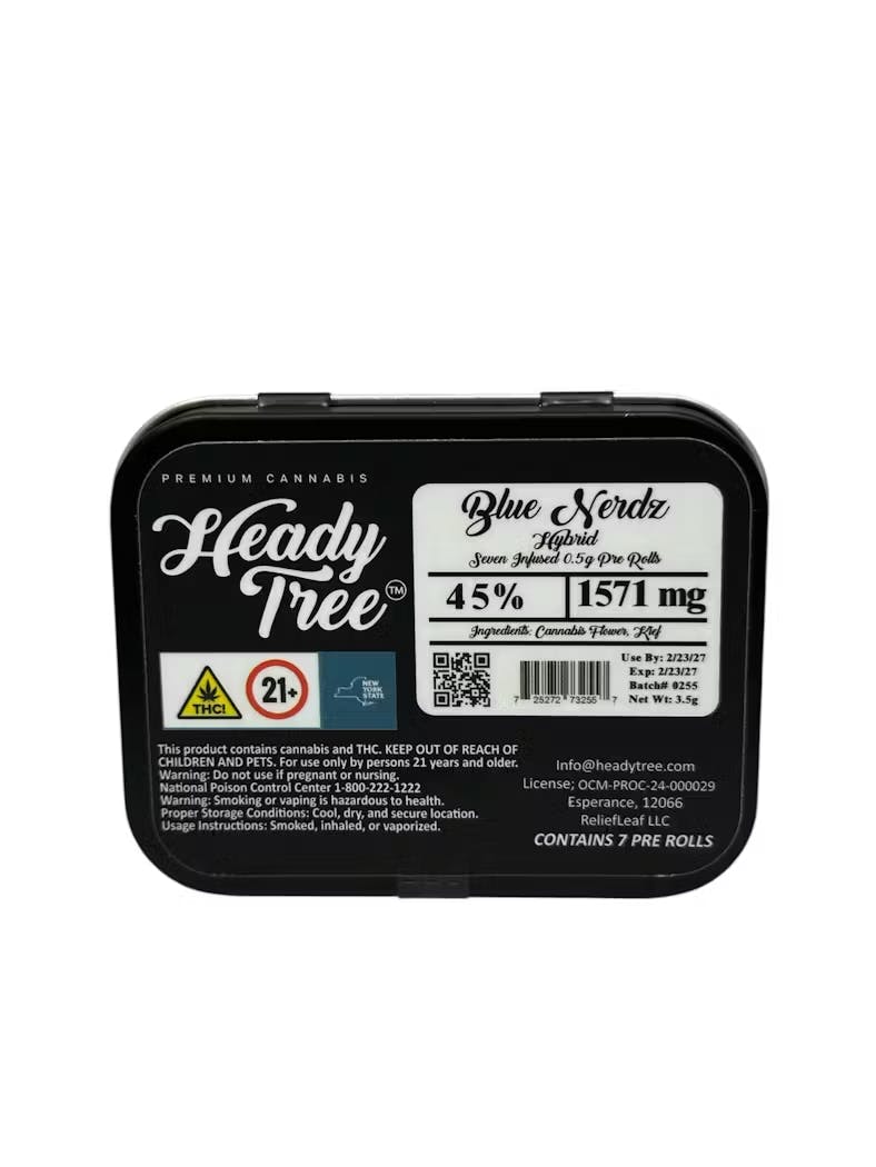 Heady Tree | Blue Nerdz | Infused Pre-Roll 7 Pack | 3.5g