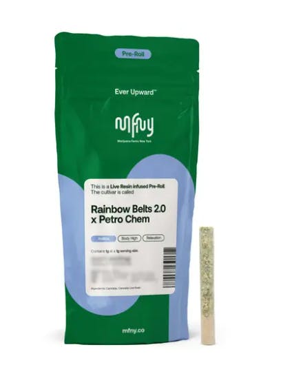 Pre-Roll | MFNY | Infused Pre-Roll | Rainbow Beltz 2.0 x Petro Chem Resin | 1g