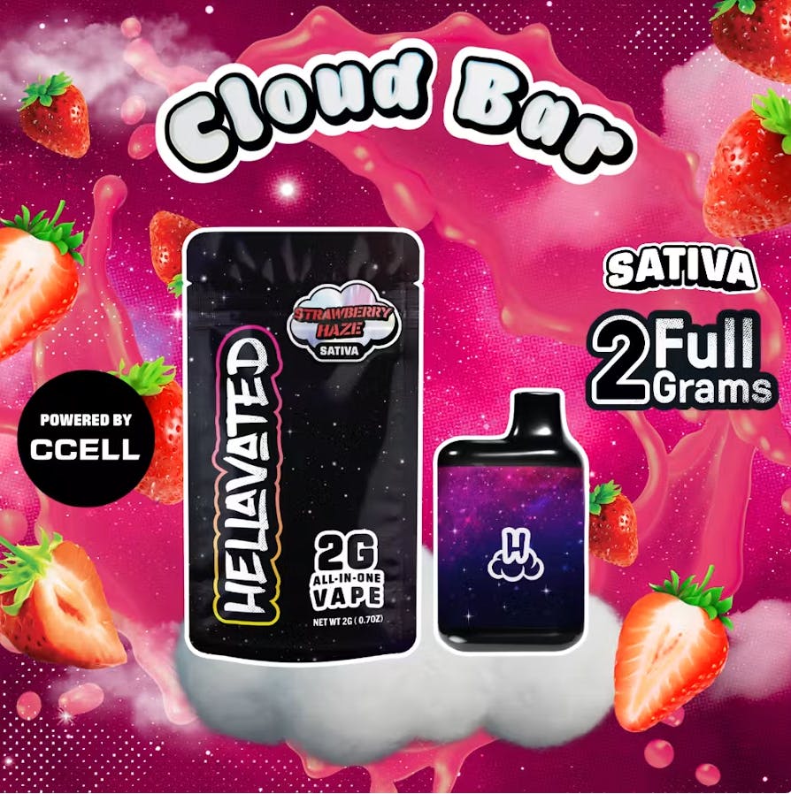 Product Hellavated - Strawberry Haze Cloud Bar Disposable Vape (2g)