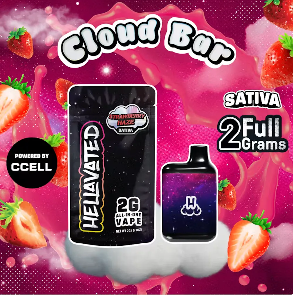 Product Hellavated - Strawberry Haze Cloud Bar Disposable Vape (2g)