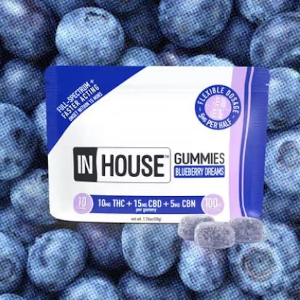 Product Fast Acting 5mg 2:1 THC/CBN In House Blueberry Gummies 20pk
