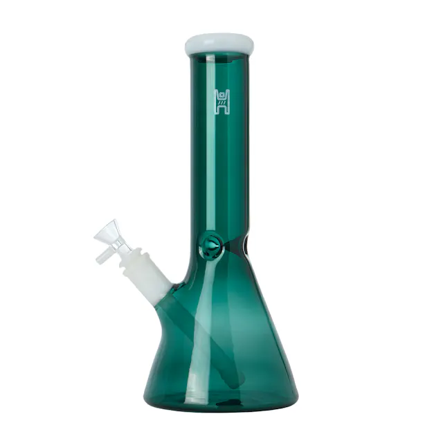 Human Grade 12" Bong Beaker Lake Green / White (hybrid, glassware)