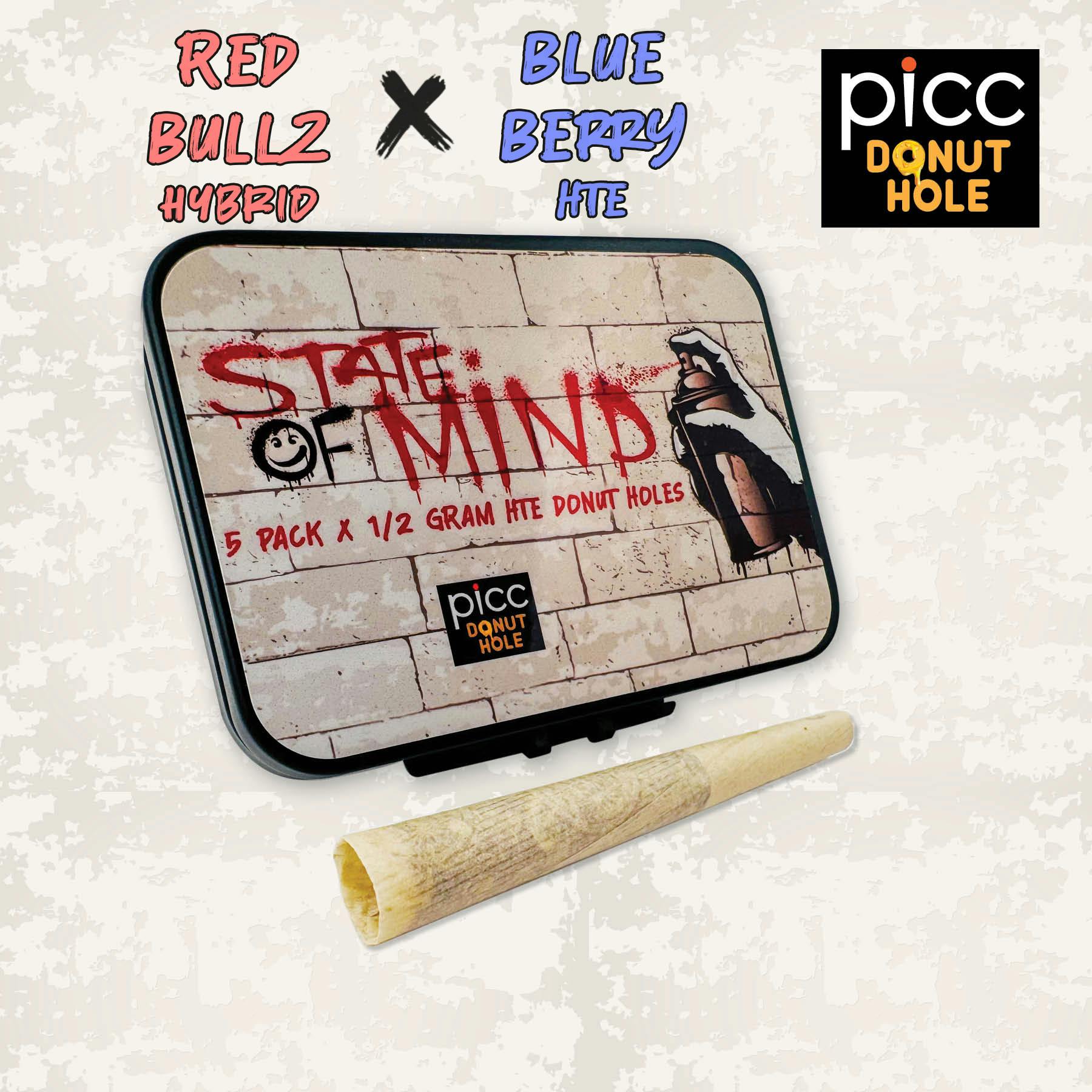 STATE OF MIND | (HTE) Infused Pre-roll | .5G 5-PACK (2.5G) | Red Bullz × Blueberry (H)