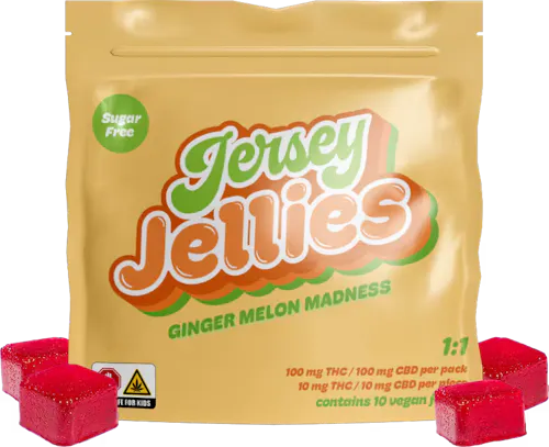Jersey Jellies | Ginger Melon Madness (SF) | 10mg THC : 10mg CBD-active