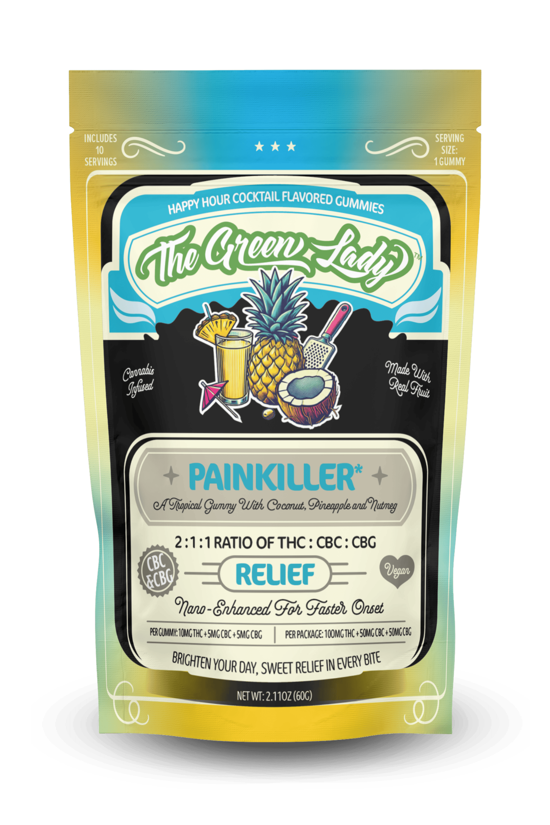 The Green Lady - 10mG Gummy Relief (Painkiller)