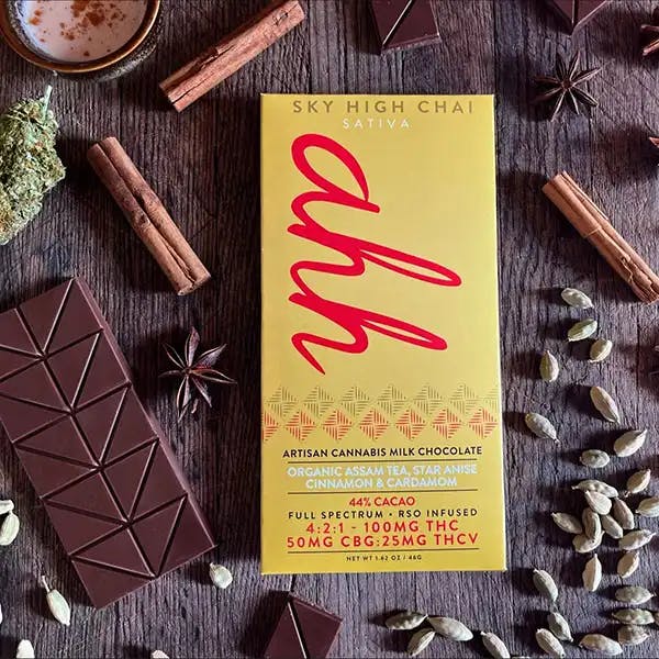 Product: Ahh | Sky High Chai | Chai Latté Milk Chocolate RSO Infused Bar - 100mg