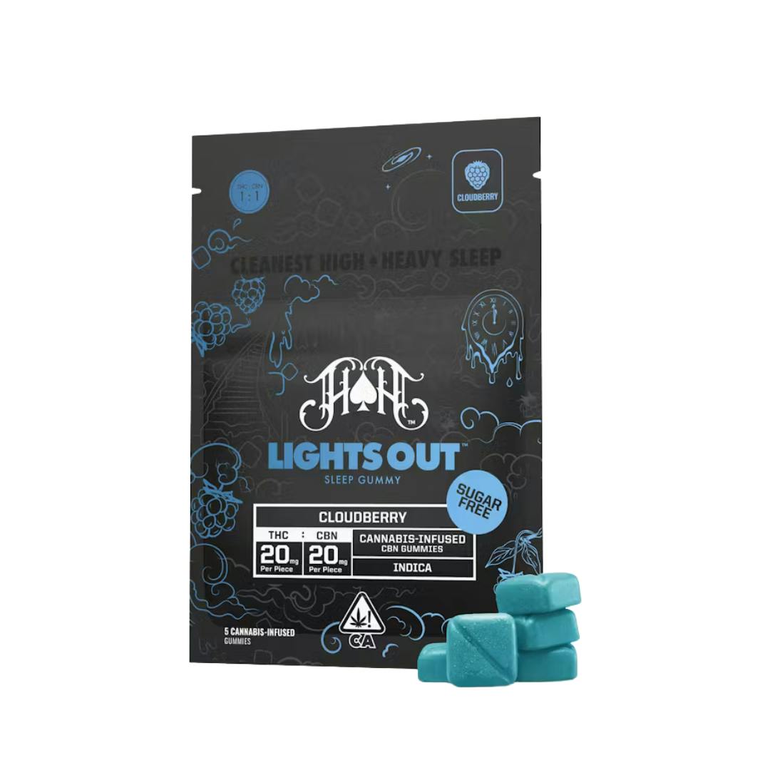 SUGAR FREE CLOUDBERRY LIGHTS OUT SLEEP GUMMIES (1:1 THC:CBN)