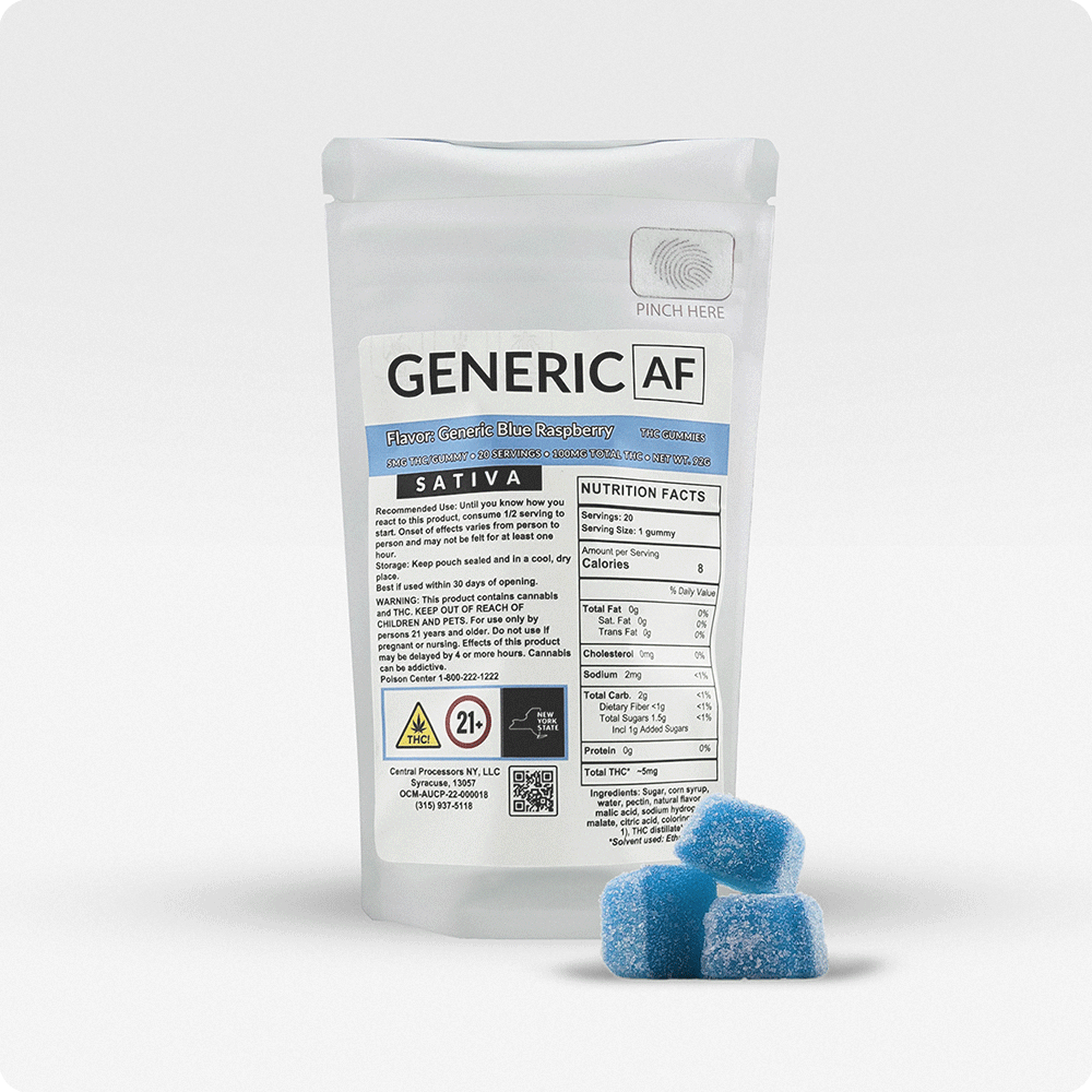 image of Generic AF | Gummy | Blue Raspberry | 100mg 20pk