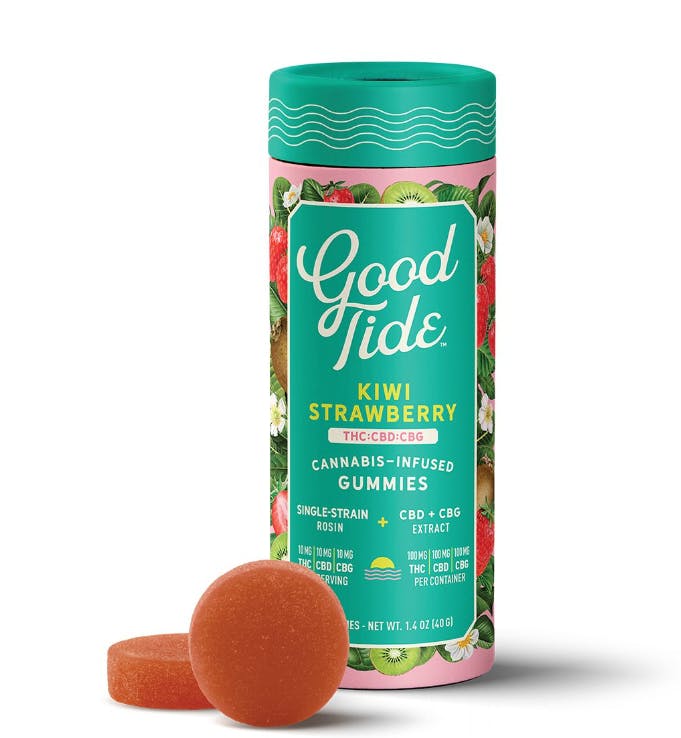 Good Tide -  Gummies Hash Rosin 1:1:1 - Kiwi Strawberry (H) (100mg THC/100mg CBD/100mg CBG)