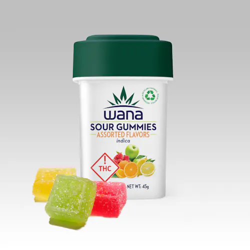 Wana | Organic Sour Assorted Gummies 10pack 110mg | Indica-active