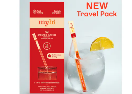MyHi | Boisterous Berry | THC Infused Drink Mix | 10mg Stir Sticks | 3pk-active
