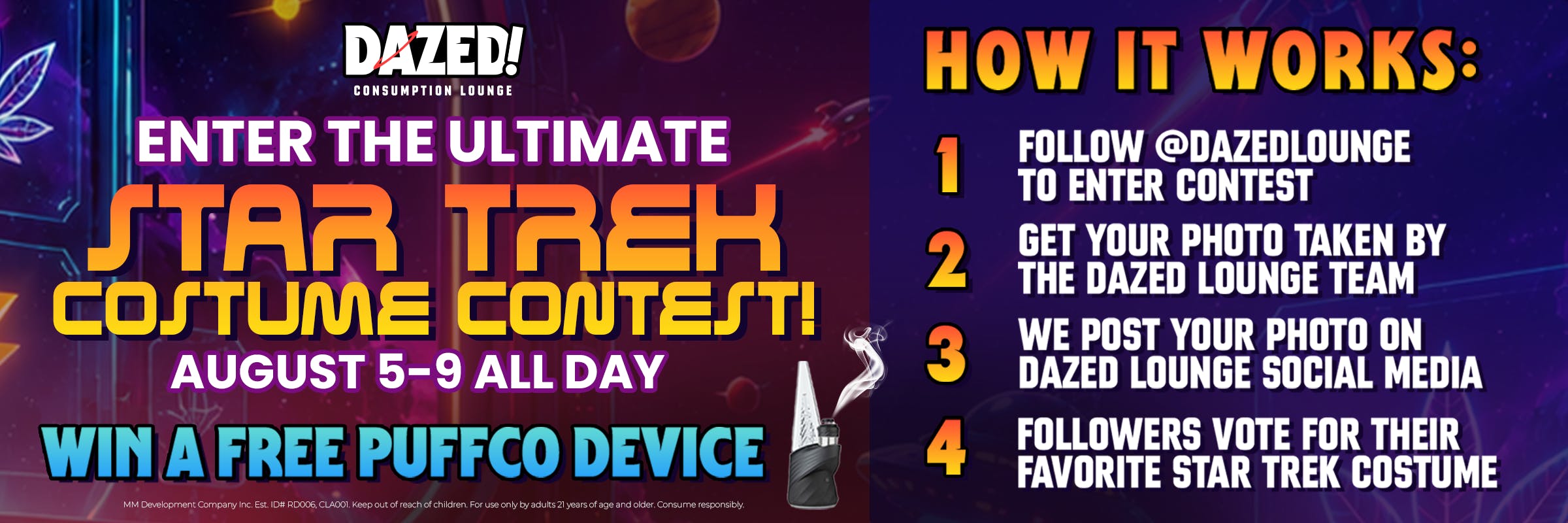 Star Trek custome content, august 5-9 all day, win a free puff co device