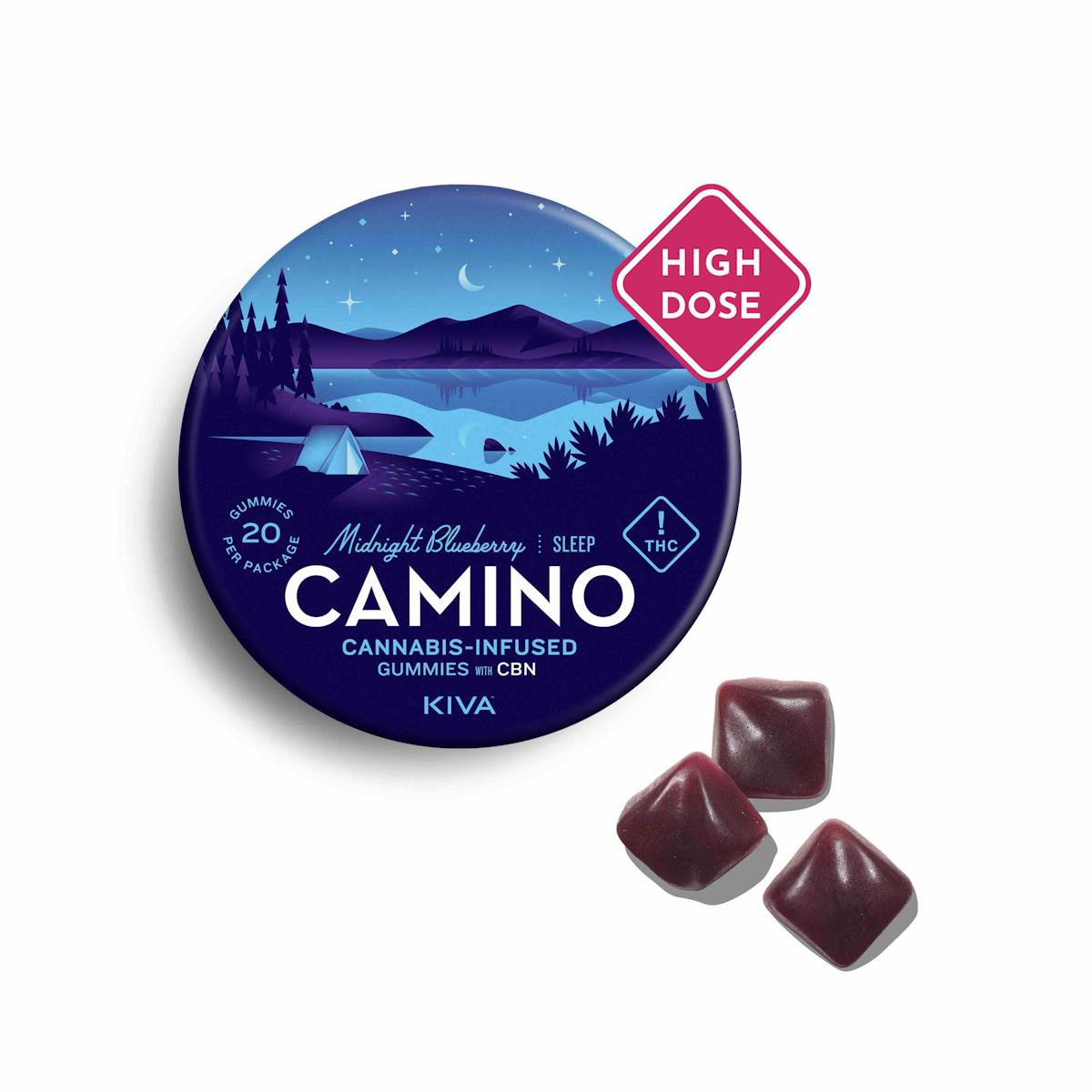 image of Camino High Dose Midnight Blueberry Gummies w/CBN