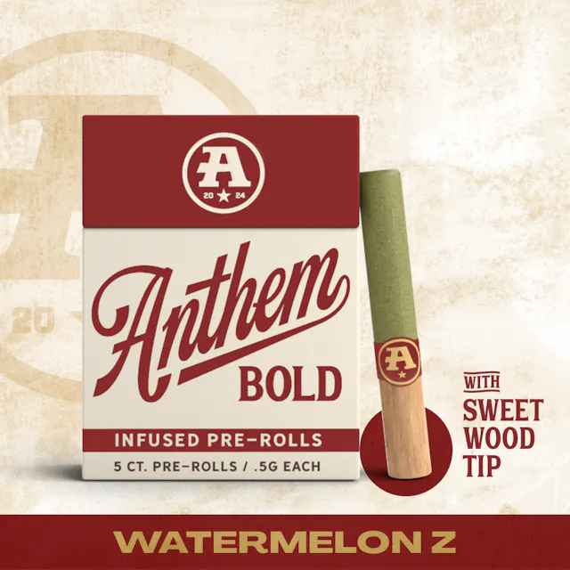 Anthem BOLD Infused Pre-Roll Pack Watermelon Z 5pk/2.5g (hybrid, infused pre roll packs)