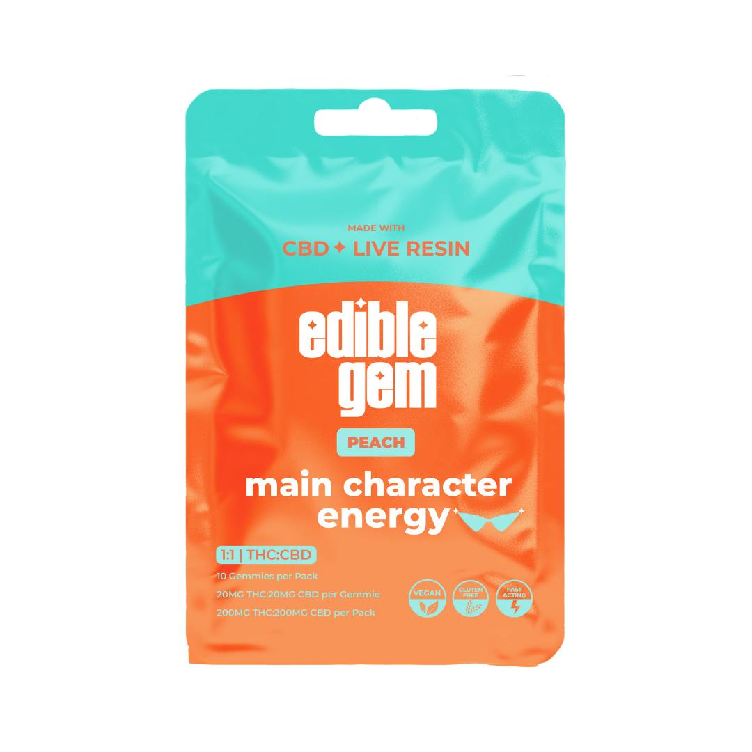 Edible Gem | Peach Main Character Energy Live Resin Gummies | 1:1