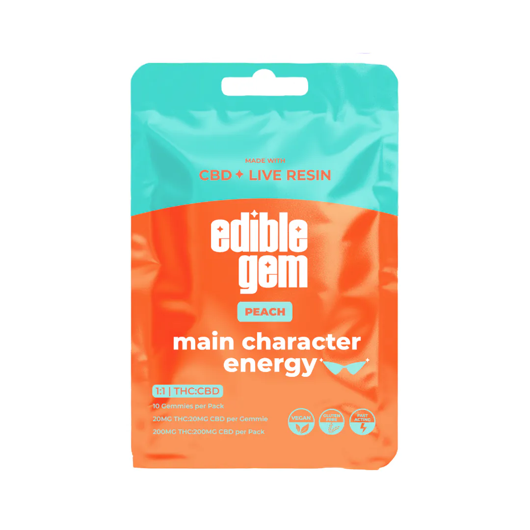 Edible Gem | Peach Main Character Energy Live Resin Gummies | 1:1
